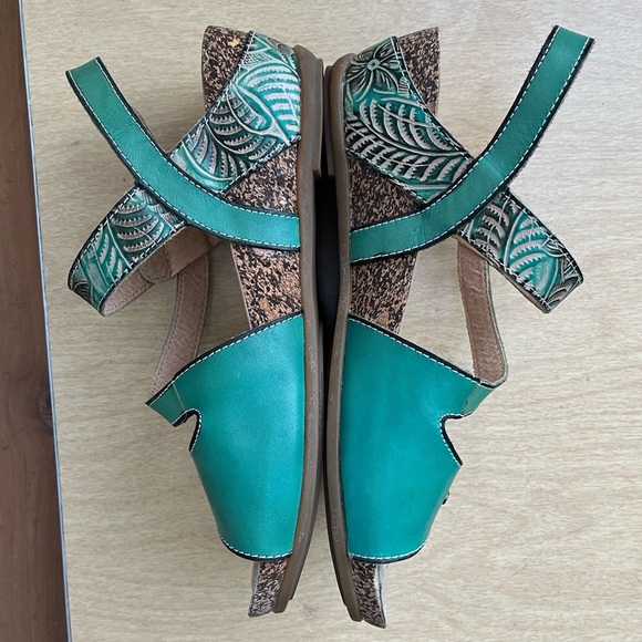 L’ Artiste By Spring Step Quilana Sandals in Turquoise Green Sz 38 EU/ 7.5-8 US - Picture 9 of 16